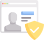 A profile picture with a checkmark in a shield icon.