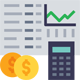 Financial report with growth and calculator.