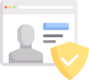 A profile picture with a checkmark in a shield icon